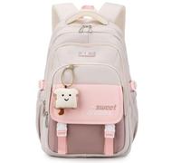 Makukke School Bags for Girls, Cute Backpack for Kids and Teenagers 30L Space Daypack Waterproof Casual Kids Backpack with Cute Pendant