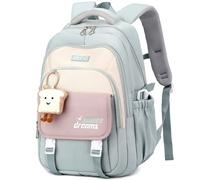 Makukke School Bags for Girls, Cute Backpack for Kids and Teenagers 30L Space Daypack Waterproof Casual Kids Backpack with Cute Pendant