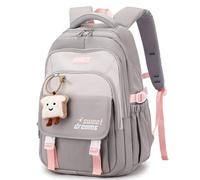 Makukke School Bags for Girls, Cute Backpack for Kids and Teenagers 30L Space Daypack Waterproof Casual Kids Backpack with Cute Pendant
