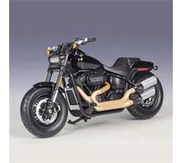 MAKUTU Scale Motorcycle Model Simulation Toy Gift Alloy Metal Street Race 1/18 For Harley For Davidson Fat Bob 114 2022 Motorcycle Model(Black- Silver)