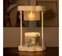 Makytwow Candle Warmer Lamp with Dimmer, 2H/4H/8H Timer, Compatible with Yankee Candle Large Jar Candle, Safety Night Lamp for Home Scented Jar Candles Heater (Creamy White)