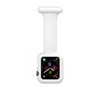 Makzib Fob for Apple Watch for Nurses Doctors Healthcare Paramedics, Silicone Pin Fob, 2 in 1 Infection Control Design Compatible with iwatch Series 7, 6, SE,5,4,3,2,1 (38/40/41mm, White)