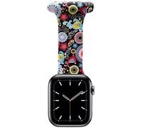Makzib Pin Fob for Apple Watch for Nurses Midwives Doctors Healthcare Paramedics, Silicone Pin Fob, Infection Control Design Compatible with iwatch Series 6, SE,5,4,3,2,1 (42mm/44mm, Floral)
