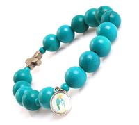 Mala Anglican Muslim Catholic Christian Episcopal Prayer Rosary Beads Bracelet for Men 7'' Handmade (Turquoise/10MM)
