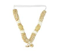 Mala Artificial Flowers Ribbon Garland Haar Large Mala for Idol-Mala for God, Pooja Sringar Articles Ornament for Multipurpose Indian Traditional Festival Ganesha Decoration (Size:-20")(White)