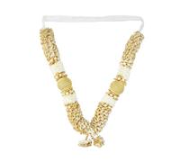 Mala Artificial Flowers Ribbon Garland Haar Large Mala for Idol-Mala for God, Pooja Sringar Articles Ornament for Multipurpose Indian Traditional Festival Ganesha Decoration (Size:-14")(White)