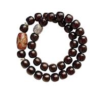 Mala Beads Buddha Bracelets for Women and Men, 38 Buddhist Prayer Meditation Beaded with Three Eyed Dzi Bead jade, Feng Shui Tibetan Buddha Elastic Double Wrap Bracelet for Fashion Gifts Jewelry