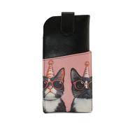 Mala Cool Cats Glasses case Leather soft leather wide tab top ladies (Black)