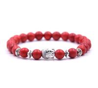 Mala Elastic Bracelet with Buddha Pendant - Natural Stone Beads - Spiritual Meditation and Yoga Jewelry, Medium, Stone, No Gemstone