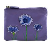 Mala Leather Amana Coin Purse with Cornflower Design - Purple