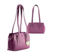 Mala Leather Anishka Heart 3 Zip Shoulder Bag - Raspberry - Leather