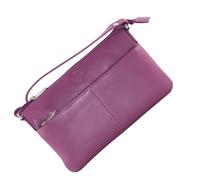 Mala Leather Anishka Slim Double Pocket Crossbody - one size - Berry - Leather