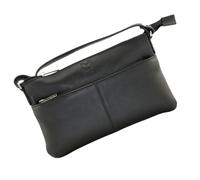 Mala Leather Anishka Slim Double Pocket Crossbody - one size - Black - Leather