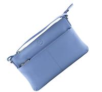 Mala Leather Anishka Slim Double Pocket Crossbody - one size - Blue - Leather