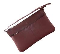 Mala Leather Anishka Slim Double Pocket Crossbody - one size - Burgundy - Leather