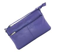 Mala Leather Anishka Slim Double Pocket Crossbody - one size - Purple - Leather