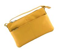 Mala Leather Anishka Slim Double Pocket Crossbody - one size - Yellow - Leather