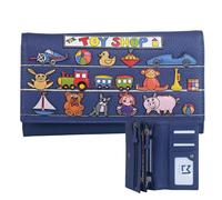 Mala Leather Beau Bulldog “The Toy Shop” Matinee Leather Purse - Blue