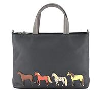 Mala Leather Best Friends Horses Grab Bag with Shoulder Strap 7212-65 (Grey)