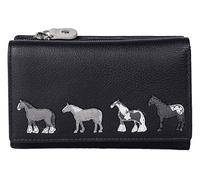 Mala Leather Best Friends Horses Tri Fold Purse RFID 3511-65 (Black)