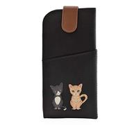 Mala Leather Best Friends Sitting Cats Glasses Case 5169-65 (Black)