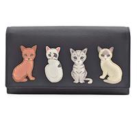 Mala Leather Best Friends Sitting Cats Matinee Purse RFID 3528-65 (Navy)