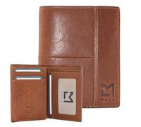 Mala Leather Bloomsbury Men’s Tall Tan Wallet - Genuine Oiled Leather Bifold, RFID Protection, 8 Card Slots, 2 ID Windows, Note Sections, Slim Wallet Gift Boxed (Tan)