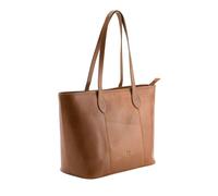 Mala Leather Bloomsbury Tan Leather Shopper Bag - Zip Top Shoulder Tote - Tan