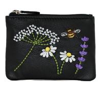 Mala Leather Blossom Bee & Flowers Soft Leather Coin Purse (Black)