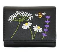 Mala Leather Blossom Bee & Flowers Tri Fold Purse (Black) 3666 24