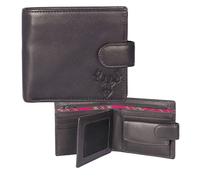 Mala Leather Braemar Tab Stag Tartan Wallet with Coin Pocket & RFID Protection - Black