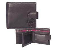 Mala Leather Braemar Tab Stag Tartan Wallet with Coin Pocket & RFID Protection Genuine Leather - 8 Card Slots, ID Window, Gift Box - Black or Navy - 10 × 11 × 3 cm (Black)