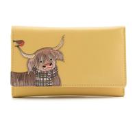 Mala Leather Callum Highland Cow Leather RFID Trifold Purse - Yellow