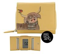 Mala Leather Callum The Highland Cow Tri Fold Purse - ne size - Yellow - leather