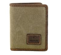 Mala Leather Canvas & Hunter Leather Note, Card & ID Holder - RFID Protected with 2 Note Sections, 6 Card Slots, 2 ID Windows - 10 x 10 x 2 cm Cactus (Khaki)
