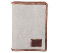 Mala Leather Canvas & Hunter Leather RFID Passport Cover - 4 Card Slots, ID Window & Zip Pocket - Travel Wallet 14 x 10 x 1.5 cm - Cactus (Grey)