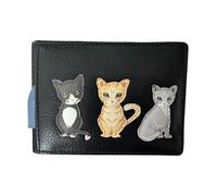 Mala Leather Cat Appliqué ID & Card Holder - Genuine Nappa Leather - 12 Slot Compact Purse - 10 x 7 x 1 cm (Black)