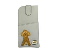 Mala Leather Cockapoo Dog Ladies Wide Fitting Tab Top Glasses Case - Soft Leather by Mala (Grey)