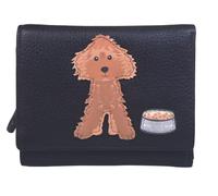Mala Leather Cockapoo Dog Purse - Soft Black Nappa Leather Compact Trifold Wallet for Women - RFID Protected with Card Slots & Coin Pocket - 10 x 8 x 2.5 cm