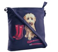 Mala Leather Coco’s Walk Maltipoo Dog Leather Crossbody Bag - Soft Navy Leather Womens Shoulder Bag with Zip Pockets & Adjustable Strap, Dog Lover Everyday Handbag 24 x 25 cm