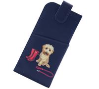 Mala leather Cocos Dog Walk Wide Fitting Glasses Case in Navy Mala leather Navy