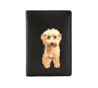 Mala Leather 'Coco's Glasses' Soft Leather RFID Card/ID Holder Maltipoo Cavapoo Dog Ladies (Black)