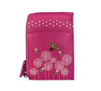 Mala Leather Coin & Card Purse Bumble bee RFID Protection - Moonflower (Pink)