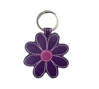 Mala Leather Daisy Keyring for Women - Genuine Soft Leather Key Ring Charm - Cute Floral Bag Accessory - Handmade Double-Sided Design - Gift Idea (8.5 x 5cm)