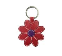 Mala Leather Daisy Keyring for Women - Genuine Soft Leather Key Ring Charm - Cute Floral Bag Accessory - Handmade Double-Sided Design - Gift Idea (8.5 x 5cm)