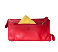 Mala Leather Double Zipped Glasses Case Holds 2 Pairs of Glasses - Genuine Soft Leather with Cleaning Cloth & Front Zip Pocket - 19 × 10 × 2 cm - Vision Care (Red)