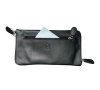 Mala Leather Double Zipped Glasses Case Holds 2 Pairs of Glasses - Genuine Soft Leather with Cleaning Cloth & Front Zip Pocket - 19 × 10 × 2 cm - Vision Care (Black)