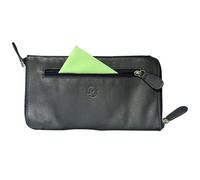 Mala Leather Double Zipped Leather Glasses Case - Holds 2 Pairs of Glasses - Navy