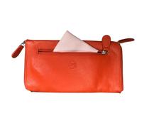 Mala Leather Double Zipped Leather Glasses Case - Holds 2 Pairs of Glasses - Orange