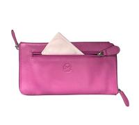 Mala Leather Double Zipped Leather Glasses Case - Holds 2 Pairs of Glasses - Pink